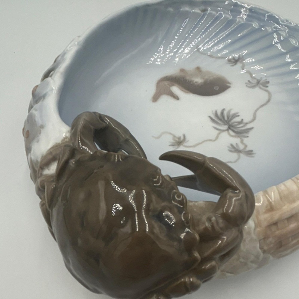 Royal Copenhagen Art Nouveau bowl Porcelain Crab Fish Pattern, Denmark, Blue - Picture 4 of 8